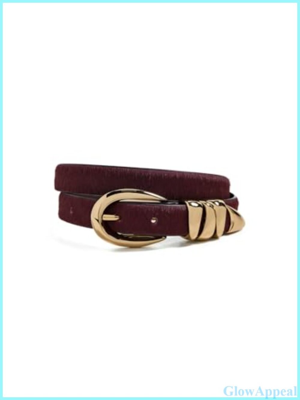 Haircalf Leather Belt with Triple Metal Keeper and Buckle